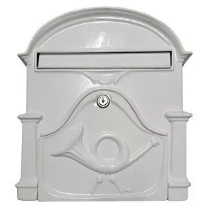 POSTALÁDA ÖNTÖTT FEHÉR KÜRTÖS, V-330 33*30CM