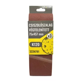 CSISZOLÓSZALAG VÉGTELEN 75*457MM K120 3DB/CSOM CRATER