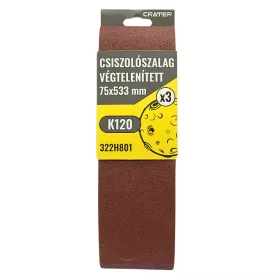 CSISZOLÓSZALAG VÉGTELEN 75*533MM K120 3DB/CSOM CRATER