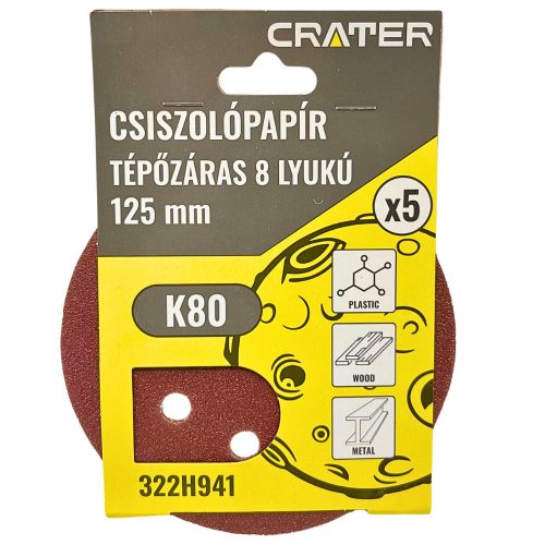 CSISZOLÓKORONG TÉPŐ. 8LYUK.125MM K80 5DB CRATER