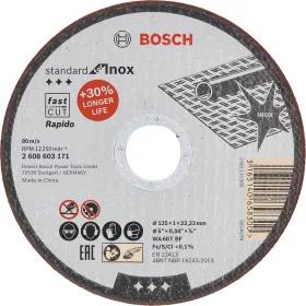 VÁGÓKORONG FÉMRE INOX BOSCH 2608603171 125*1,0*22MM RAP.
