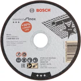VÁGÓKORONG FÉMRE INOX BOSCH 2608603172 125*1,6*22MM