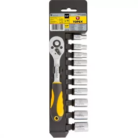 Steckschlüsselsatz 11R. 1/4" Ratschenschlüssel Topex