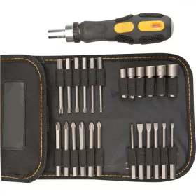 Bitsatz mit Griff 26R. Magnetisch 1/4" Topex